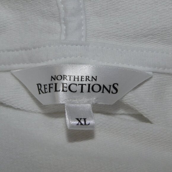 Northern Reflections Womens XL White Hoodie Blue Loon Logo Graphic - Picture 4 of 10